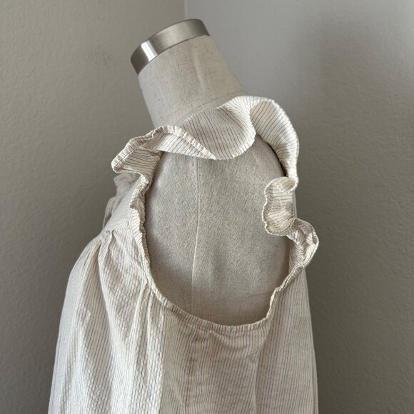 Madewell Blouse Ruffle Sleeve Cotton Metallic Stripes Front Closure, Airy Sz M - Picture 7 of 12